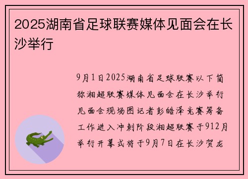 2025湖南省足球联赛媒体见面会在长沙举行